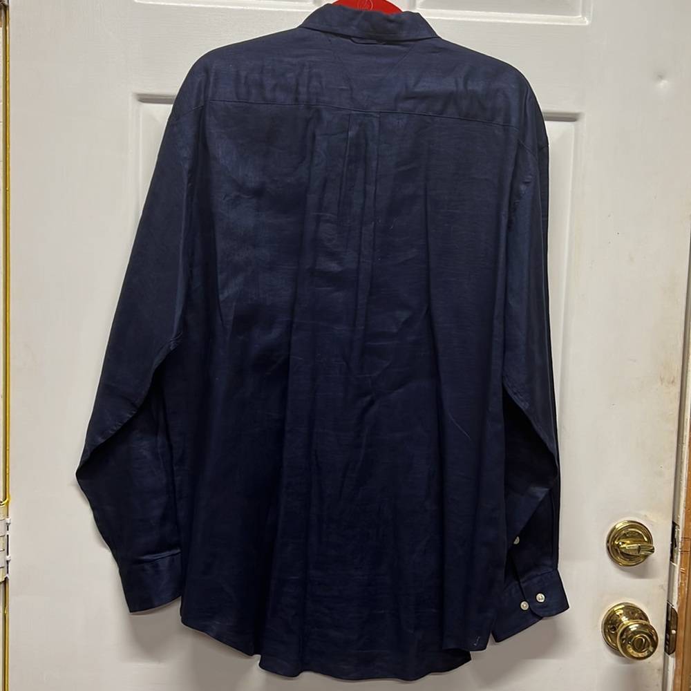 Tommy Hilfiger Men’s Large Navy Blue Long Sleeve Shirt - Picture 4 of 4
